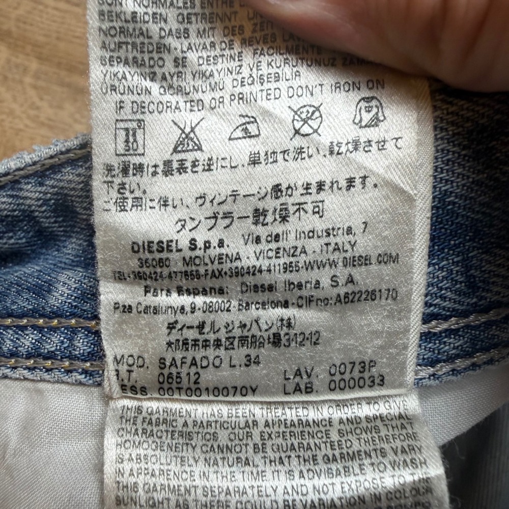 Diesel Safado Jeans Mens 29x34 Light Blue Slim Straight Distressed Denim 0073P - Picture 14 of 16